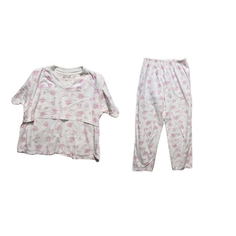 Sleep Club Women's Nursing Pajama  Set Size M Teddy Bears